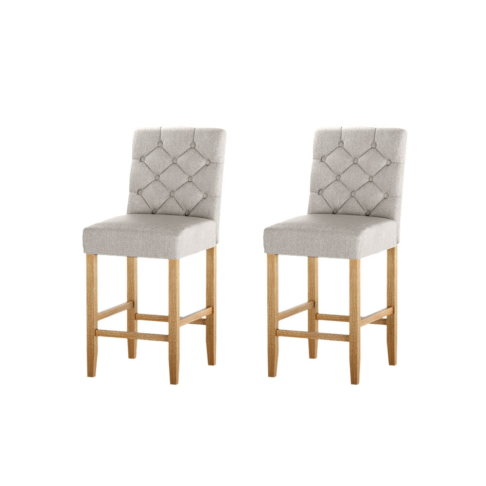 Artiss 2x Bar Stools Linen Upholstered Chairs-6