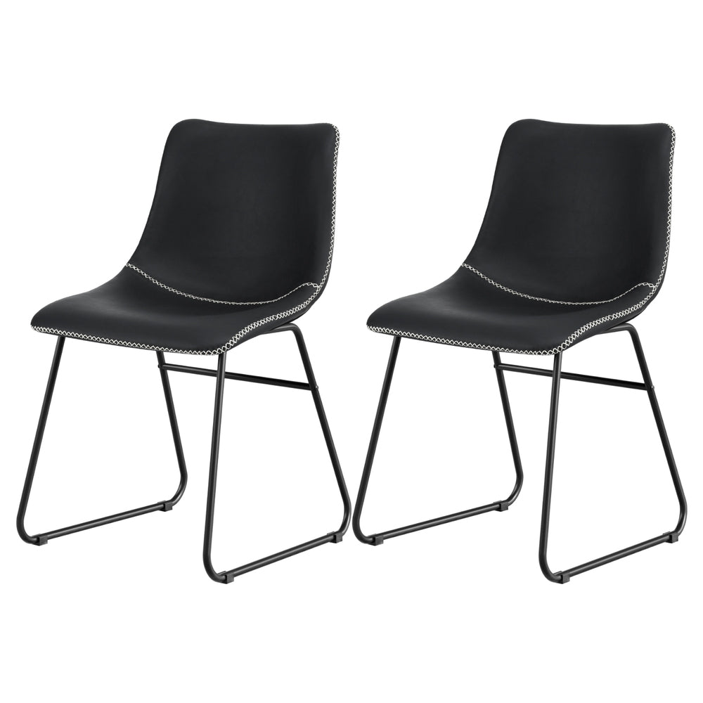 Artiss 2x Dining Chairs PU Leather Rattan Kitchen Lounge Cafe Accent Chair Brown