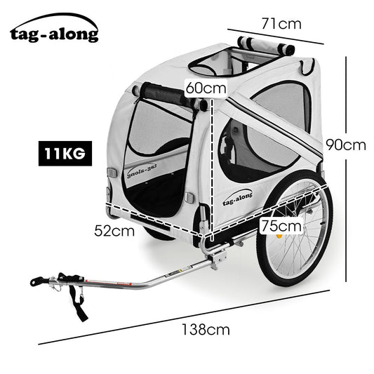TAG-ALONG Pet & Cargo Bike Trailer, Bicycle Pet & Cargo Trailer, Cargo Carrier, Grey