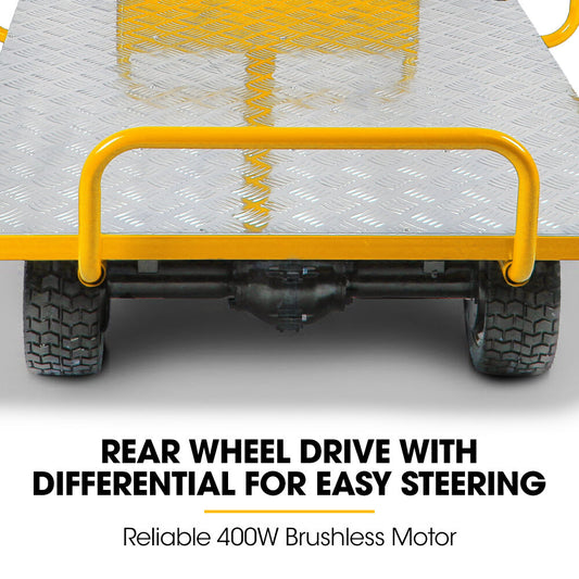 BAUMR-AG 40V Li-ion 400kg Electric Powered Platform Trolley, Adjustable Tray, Utility Cart Trolley for Warehouse Logistics Worksite