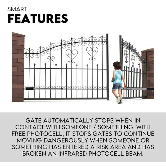 Full Solar Automatic 40W Double Swing Gate Opener Remote Keypad Control