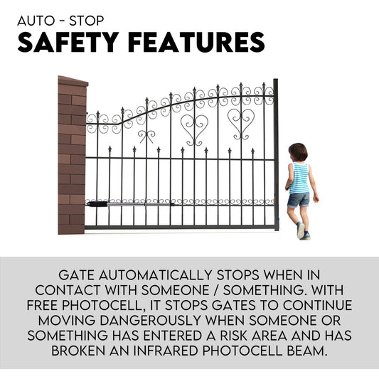 40W Full Solar Powered Automatic Remote Single Swing Gate Opener Battery