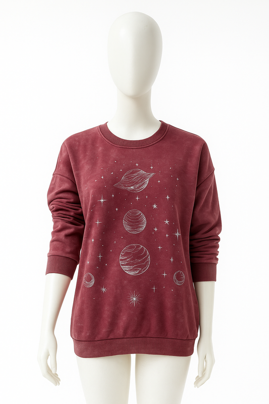 Mineral Wash Graphic Sweatshirt Burgundy S