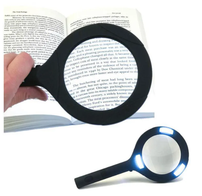 LED Magnifying Glass with COB Light-250 Lumens Glass Lens Ergonomic Handle