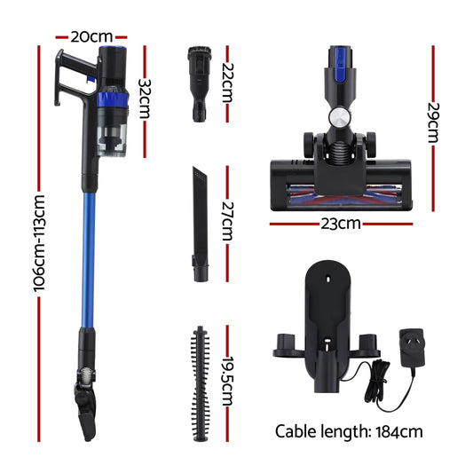 Devanti Stick Vacuum Cleaner Brushless Cordless 350W Blue-1