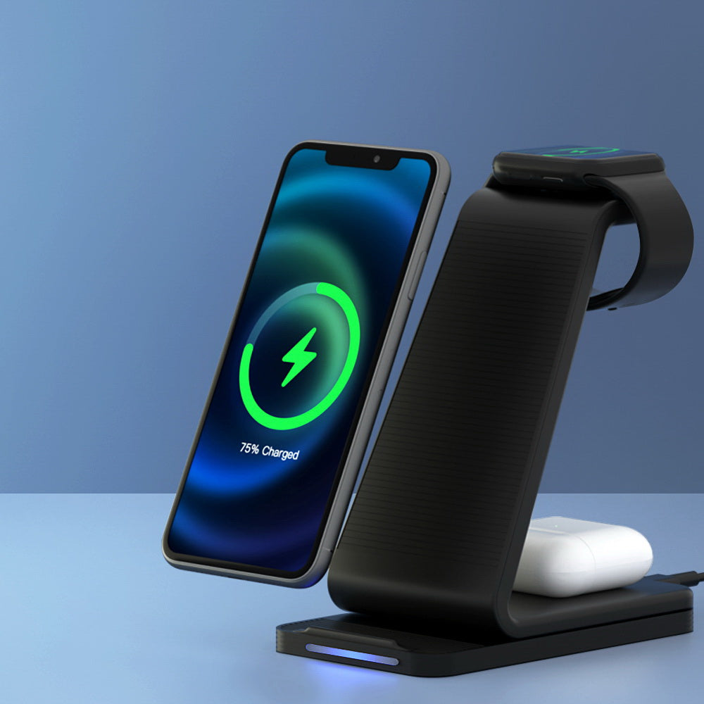 Devanti 3 in 1 Wireless Charger Dock 15W Fast Charging Stand-7