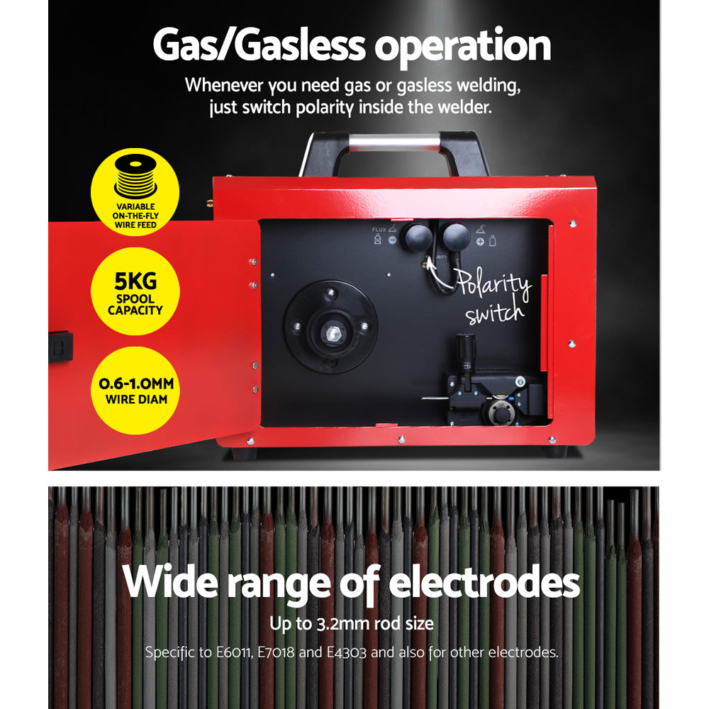 Giantz 220 Amp Inverter Welder MMA MIG DC Gas Gasless Welding Machine Portable-5