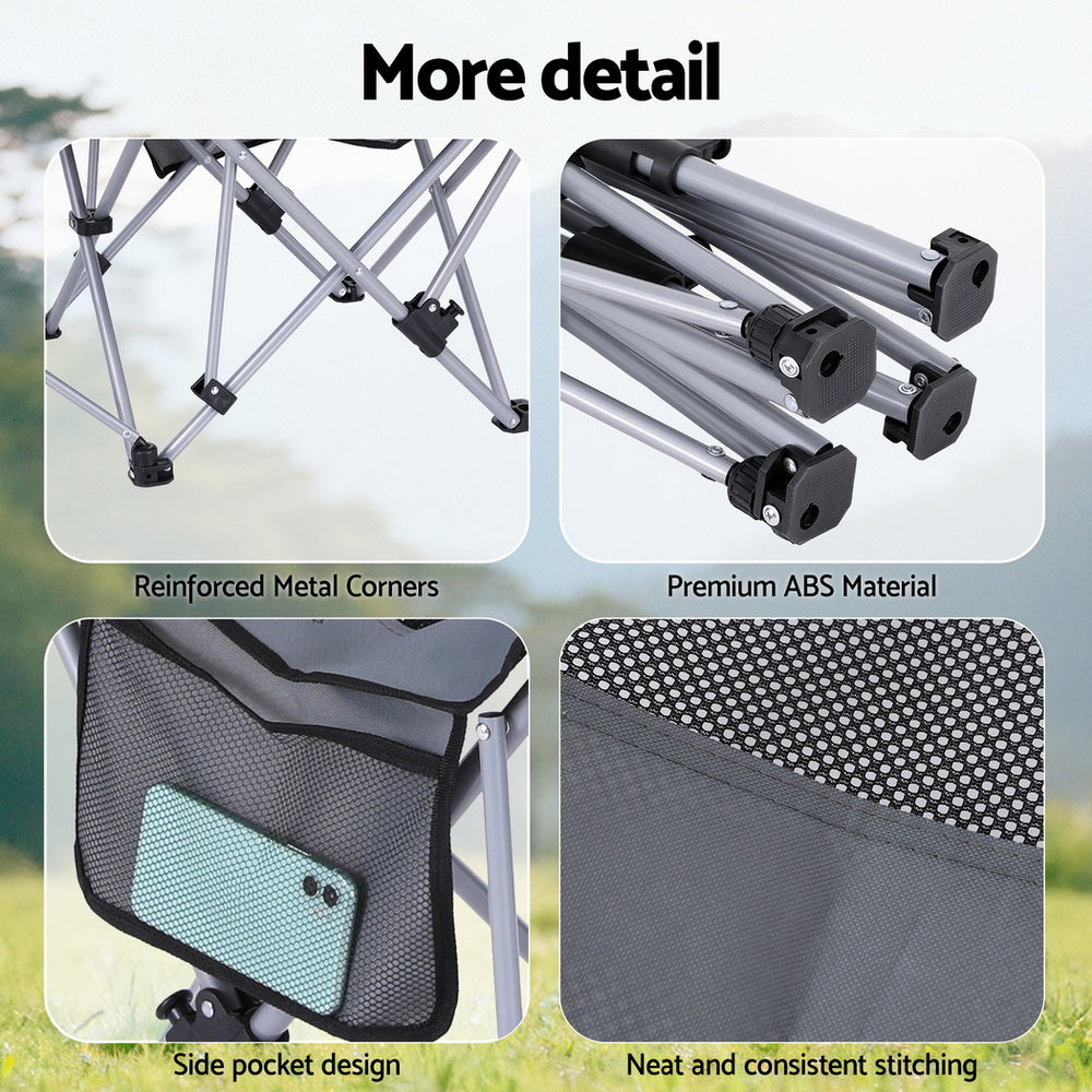 Weisshorn Camping Chair Adjustable Reclining Portable Outdoor Folding Chair Grey-7