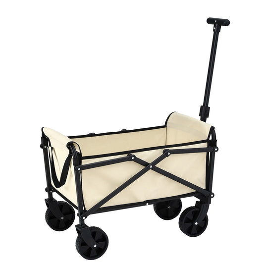 Gardeon Garden Cart Folding Trolley Camping Wagon Barrow Outdoor Beach Beige-1