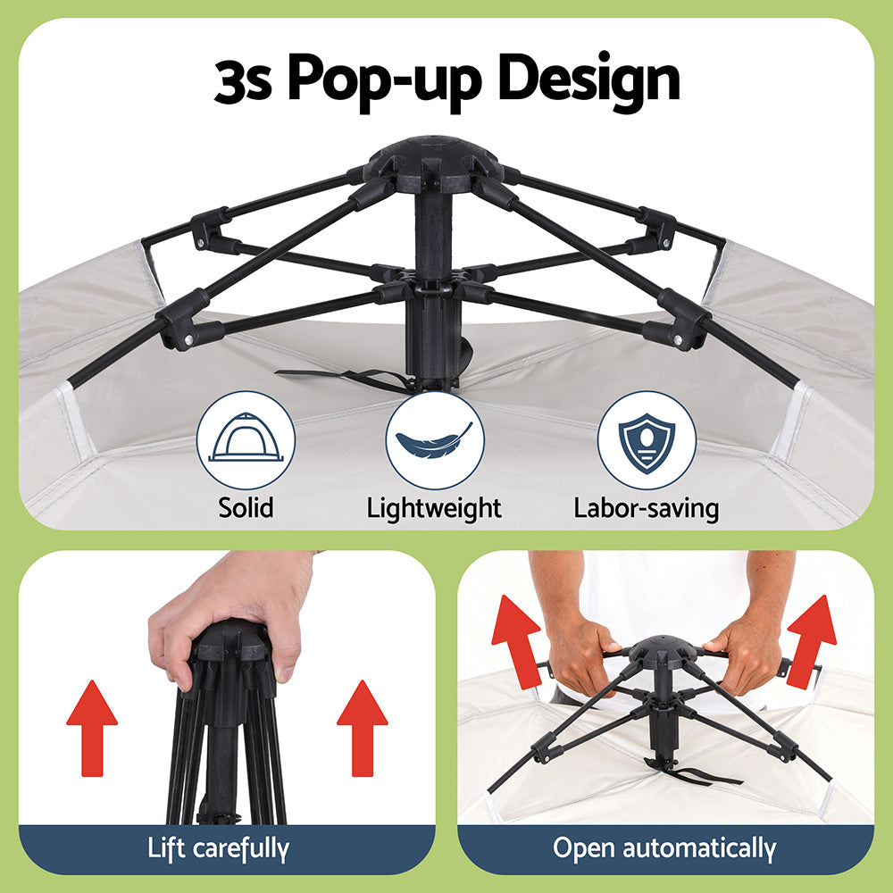 Weisshorn Camping Tent Instant Tent Pop up 2 Person Outdoor Hiking Tents Hiking Beige-7