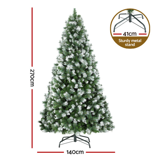 Jingle Jollys 2.7M Christmas Tree with Pine Needle Snowy Xmas Tree 1765 Tips-1
