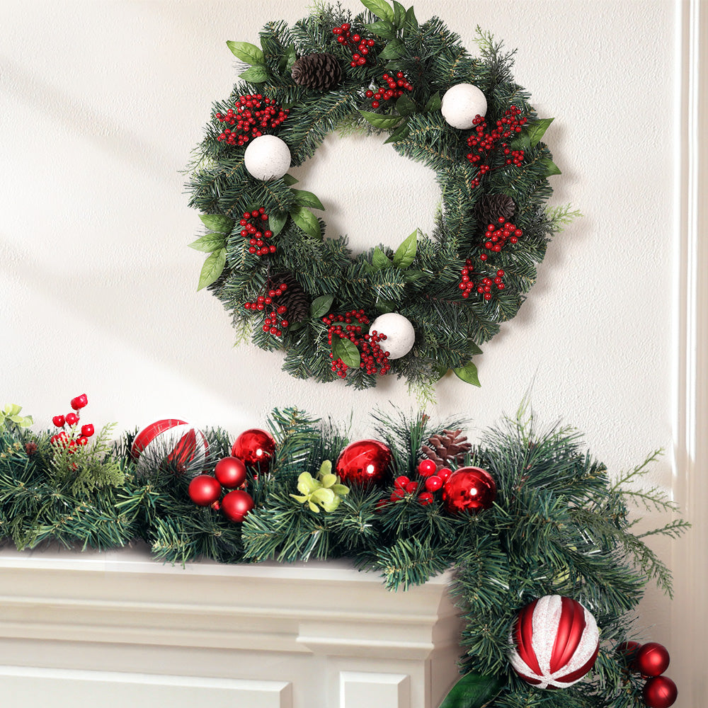 Jingle Jollys Christmas Garland with Wreath Set Ornaments Xmas Tree Decor-5
