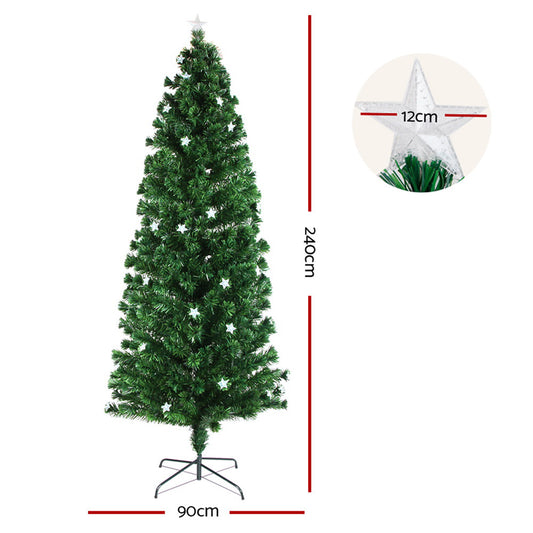 Jingle Jollys 2.4m Christmas Tree Optic Fibre LED Xmas tree Multi Colour-1