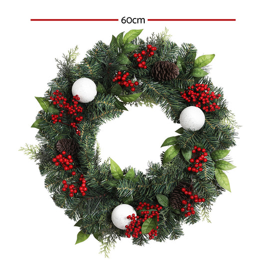 Jingle Jollys 2FT 60CM Christmas Wreath with Decor Xmas Tree Decoration-1