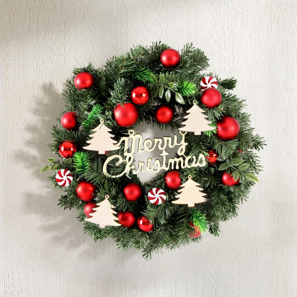 Jingle Jollys Christmas Wreath 40CM Xmas Garland Baubles Ornaments Party Decor-6