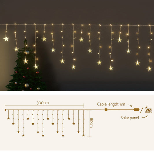 Jingle Jollys Solar Christmas Lights 80 LED 3M Icicle Light Star Decorations-1