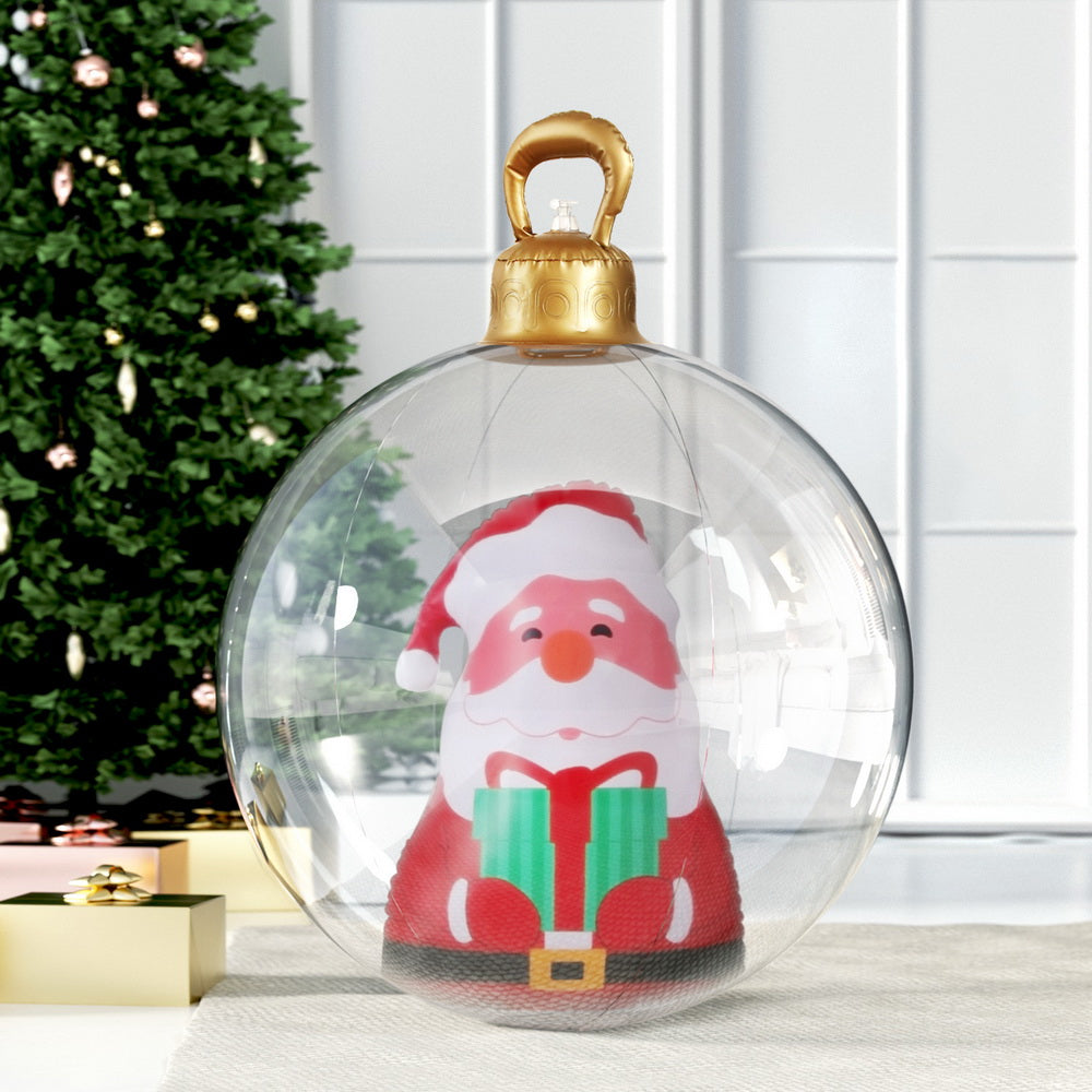 Jingle Jollys Christmas Inflatable Ball 60cm Santa Decoration Giant Bauble Clear-6