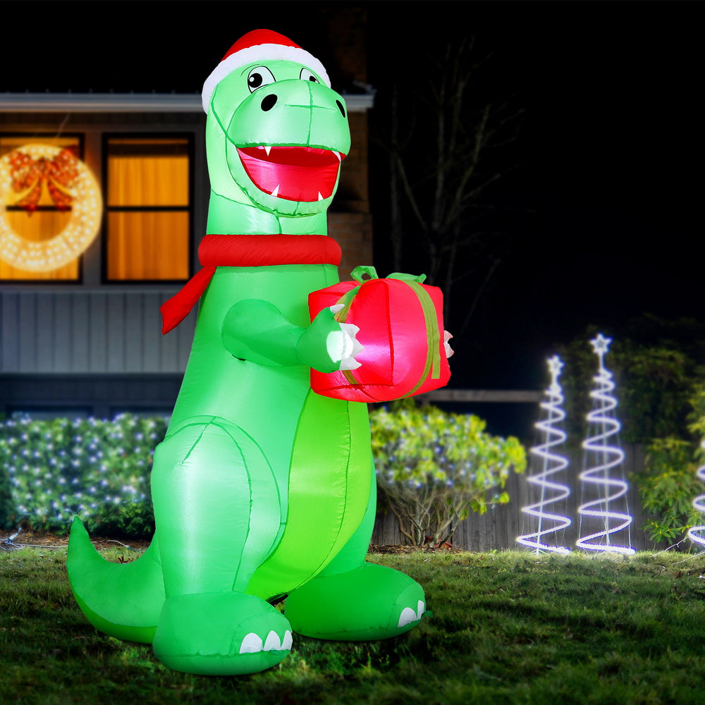 Jingle Jollys Christmas Inflatable Dinosaur 1.8M Height LED Decorations Illuminated-6