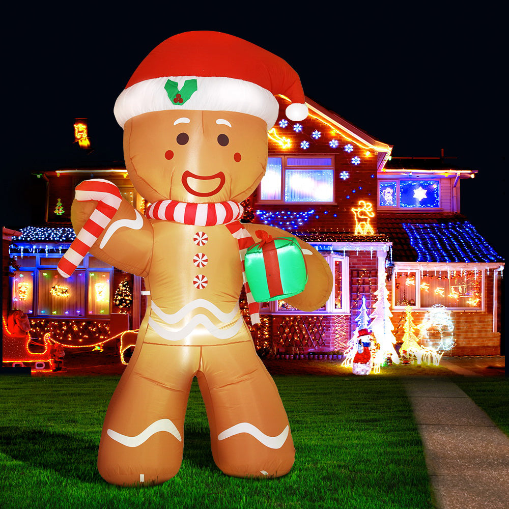 Jingle Jollys Christmas Inflatable Gingerbread Man 2.4M Illuminated Decorations-7