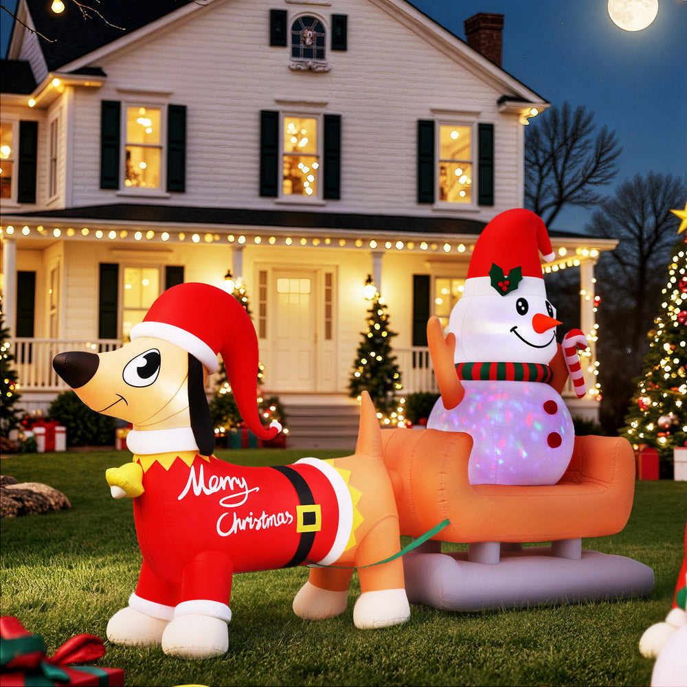 Jingle Jollys Christmas Inflatable Snowman Dog 4.2M Tall Outdoor Decorations Illuminated-6