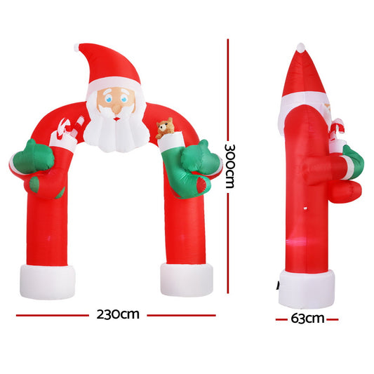 Jingle Jollys Christmas Inflatable Santa Archway 2.3M Outdoor Decorations Lights-1