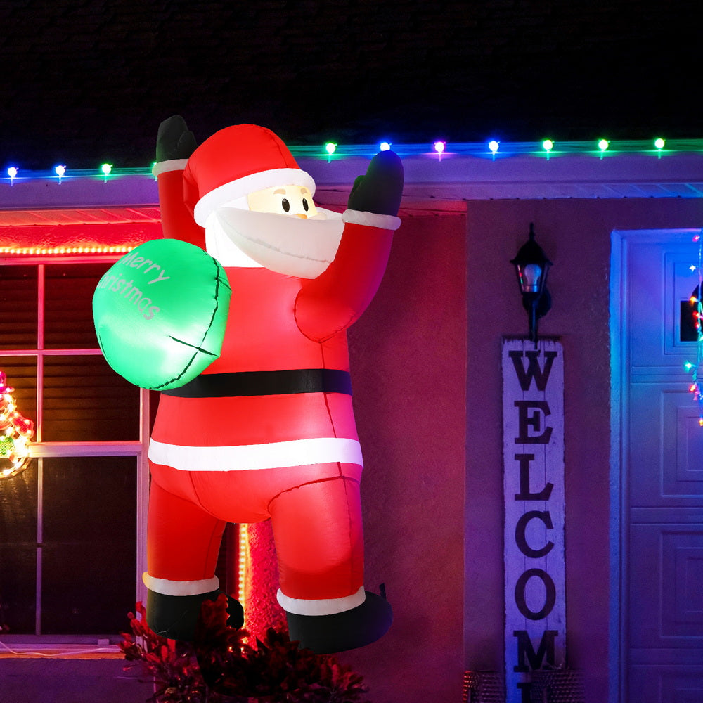 Jingle Jollys Christmas Inflatable Santa Climbing LED Illuminated Decorations 1.9M-6