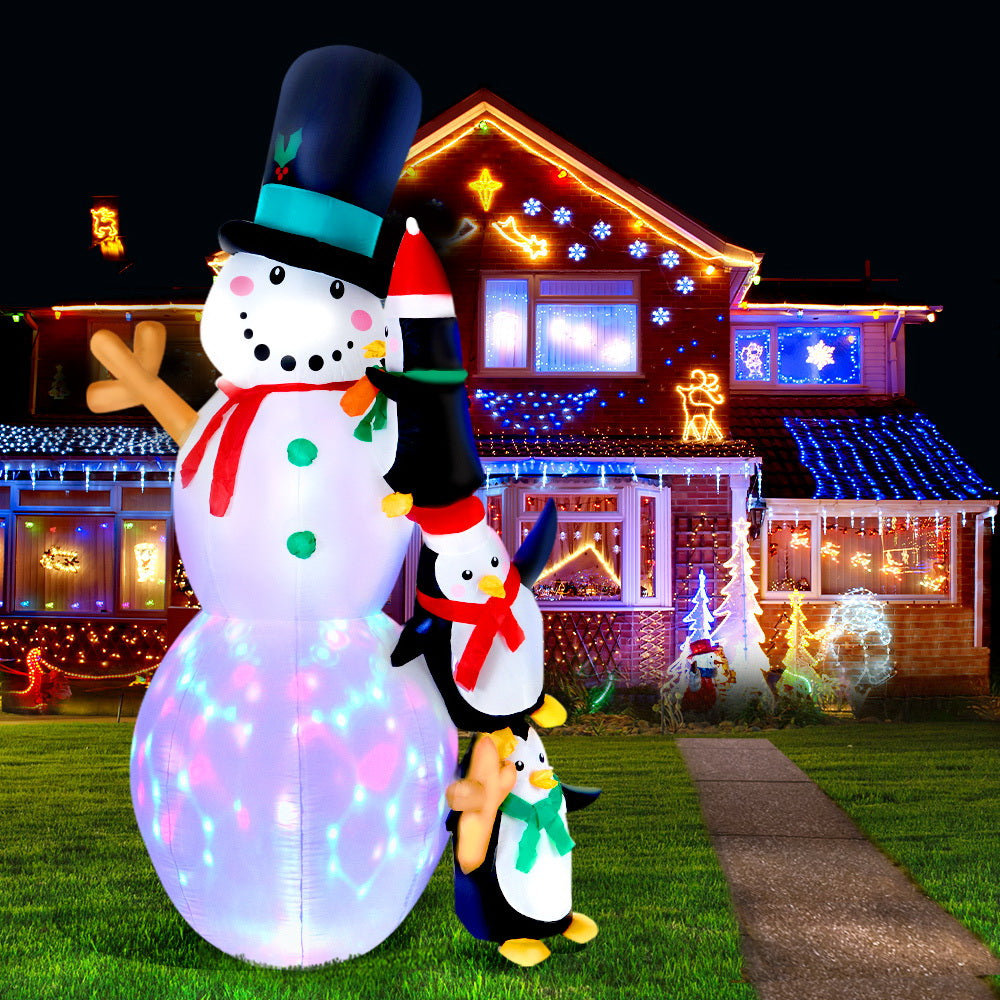Jingle Jollys Christmas Inflatable Snowman 2.4M Illuminated Decorations-7