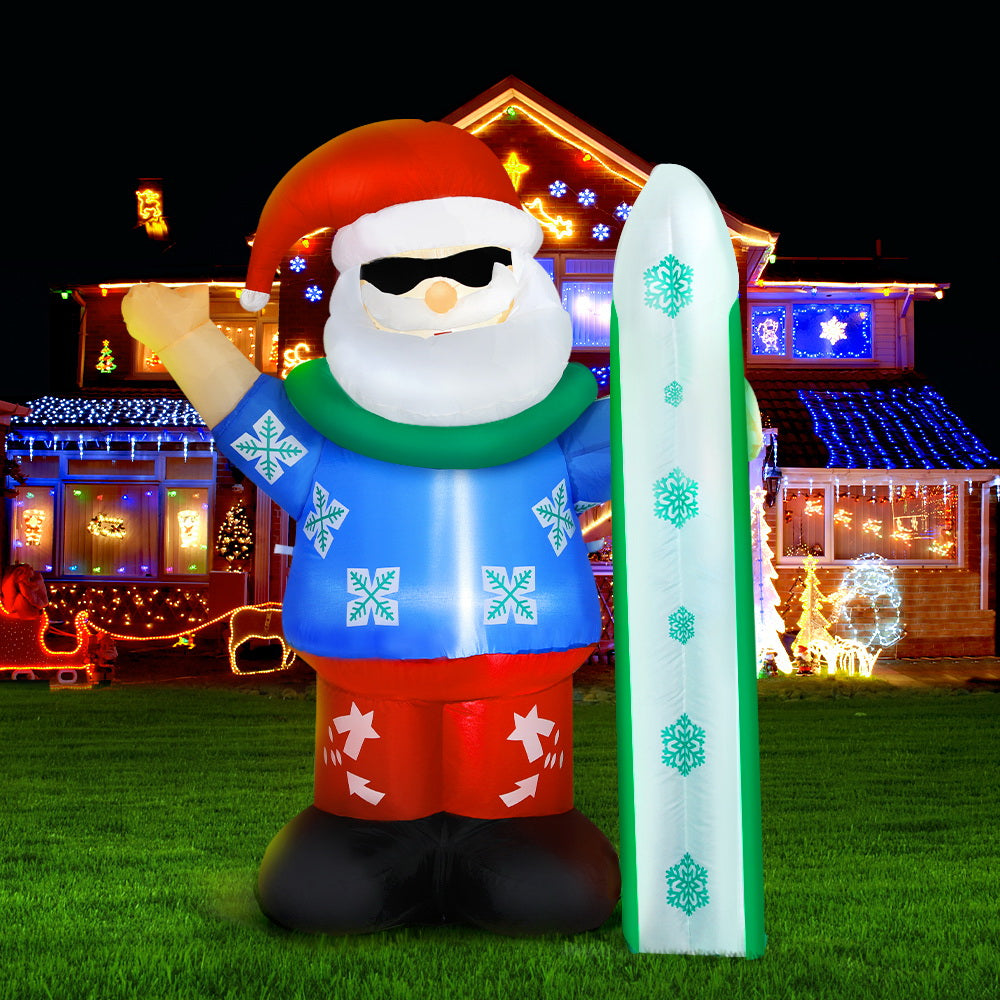 Jingle Jollys Christmas Inflatable Santa 1.6M Illuminated Decorations-7
