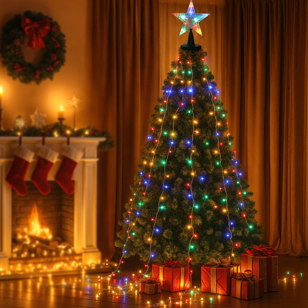 Jingle Jollys 2.5M Christmas Lights Waterfall String Light 300 LED Star Topper-6