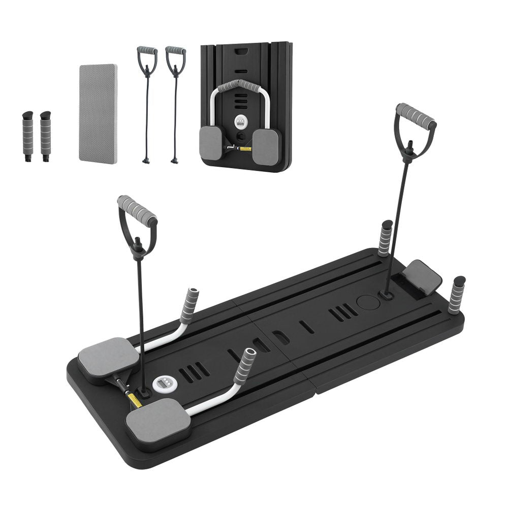 Everfit Pilates Reformer Abdominal Exercise Board Push Up Set Fitness Black-0