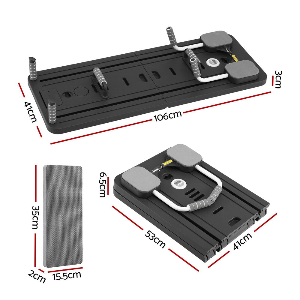 Everfit Pilates Reformer Abdominal Exercise Board Push Up Set Fitness Black-1