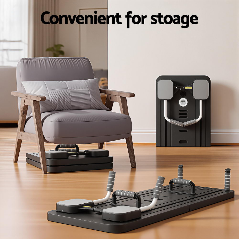 Everfit Pilates Reformer Abdominal Exercise Board Push Up Set Fitness Black-6