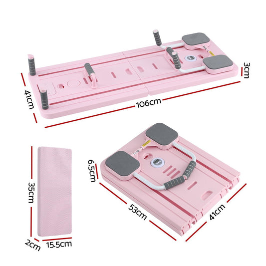 Everfit Pilates Reformer Abdominal Exercise Board Push Up Set Fitness Pink-1