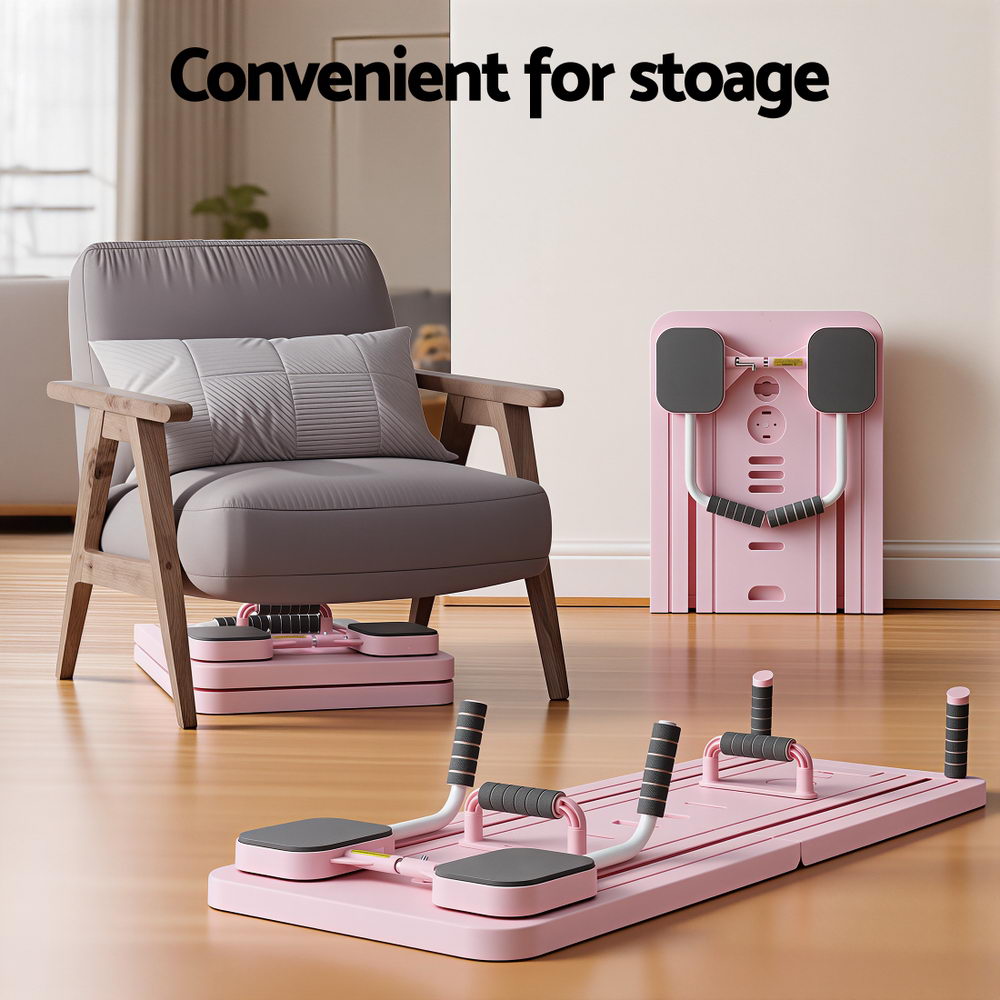 Everfit Pilates Reformer Abdominal Exercise Board Push Up Set Fitness Pink-6