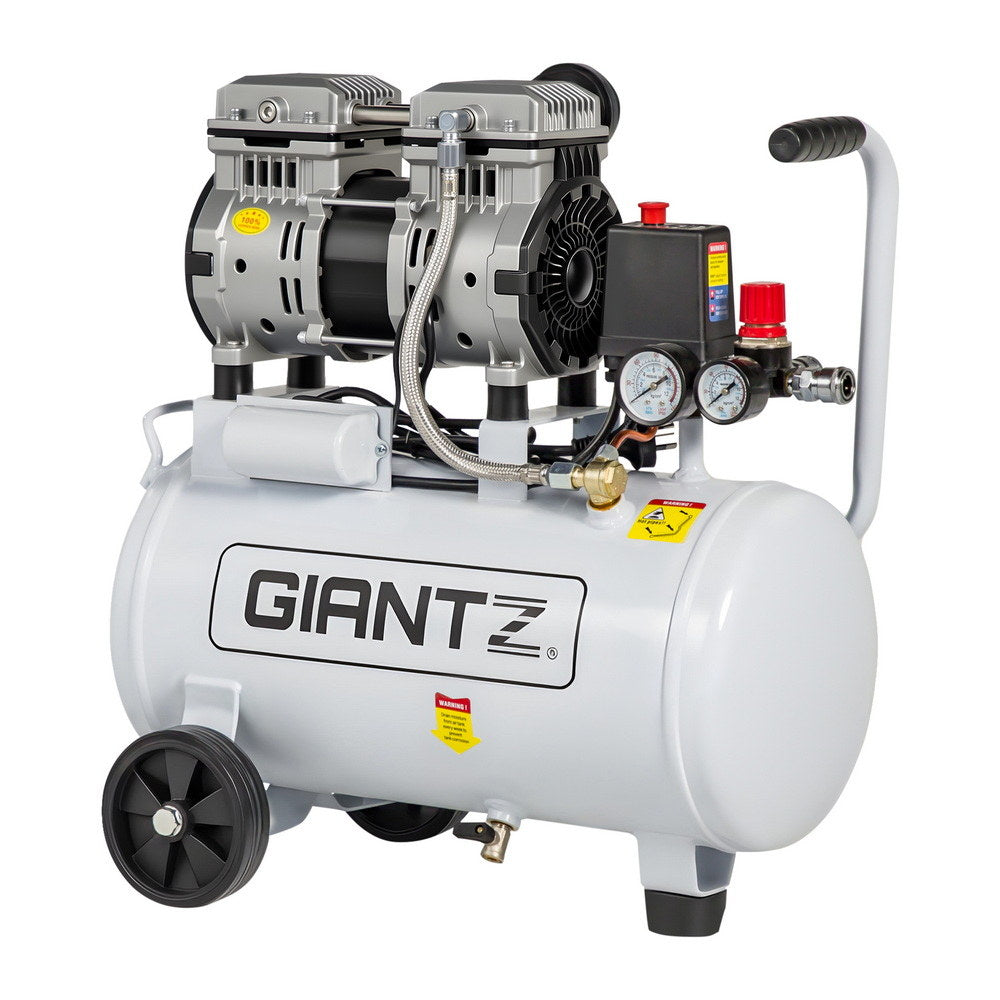 Giantz 24L Air Compressor Quiet 0.75HP Oil-Free Portable Tyre Inflator 40L/Min-0