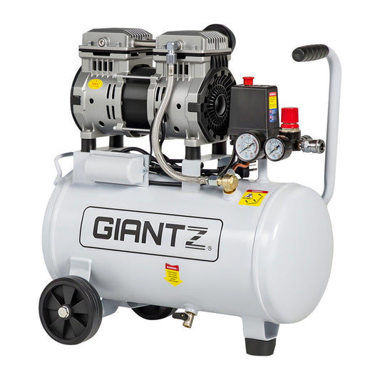 Giantz 24L Air Compressor Quiet 0.75HP Oil-Free Portable Tyre Inflator 40L/Min-0