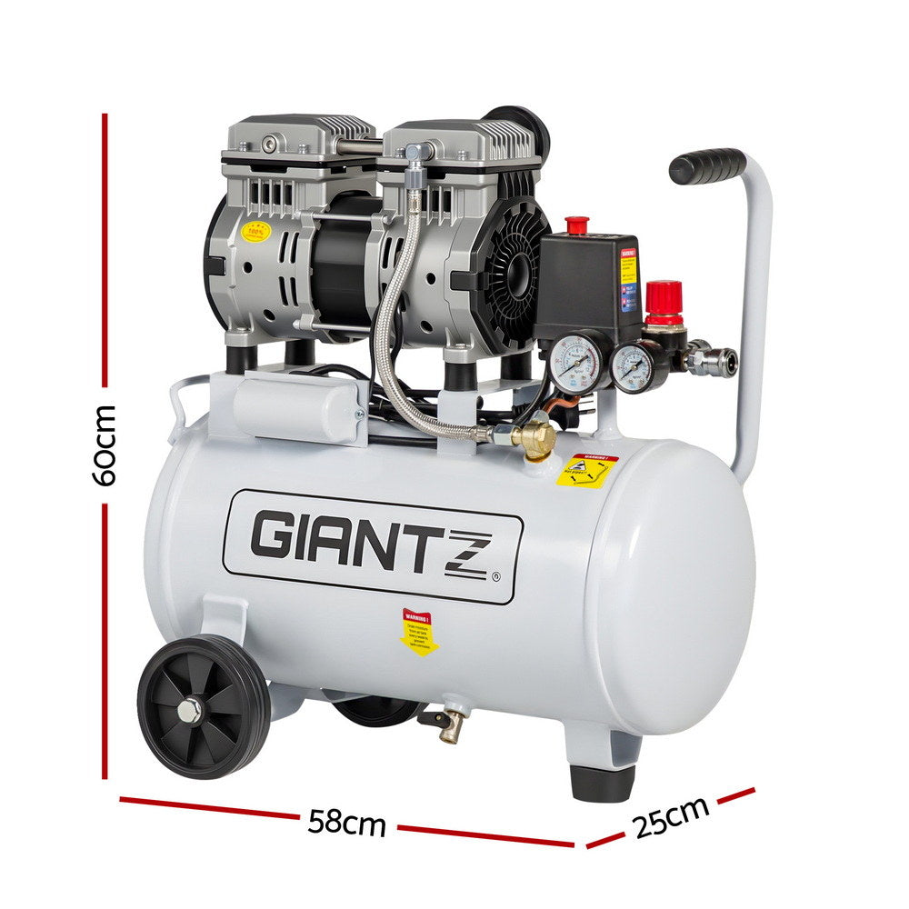 Giantz 24L Air Compressor Quiet 0.75HP Oil-Free Portable Tyre Inflator 40L/Min-1