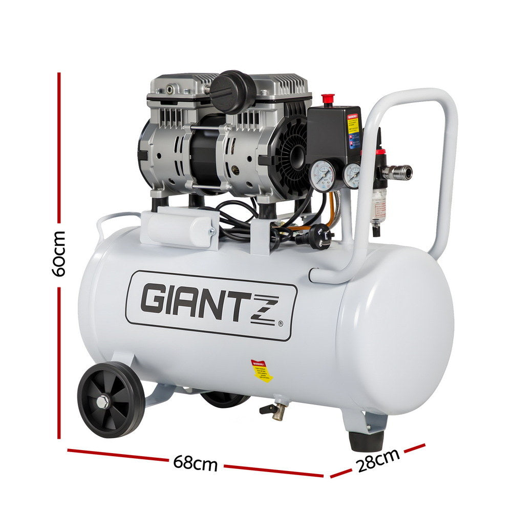 Giantz 30L Air Compressor Quiet 0.75HP Oil-Free Portable Tyre Inflator 40L/Min-1