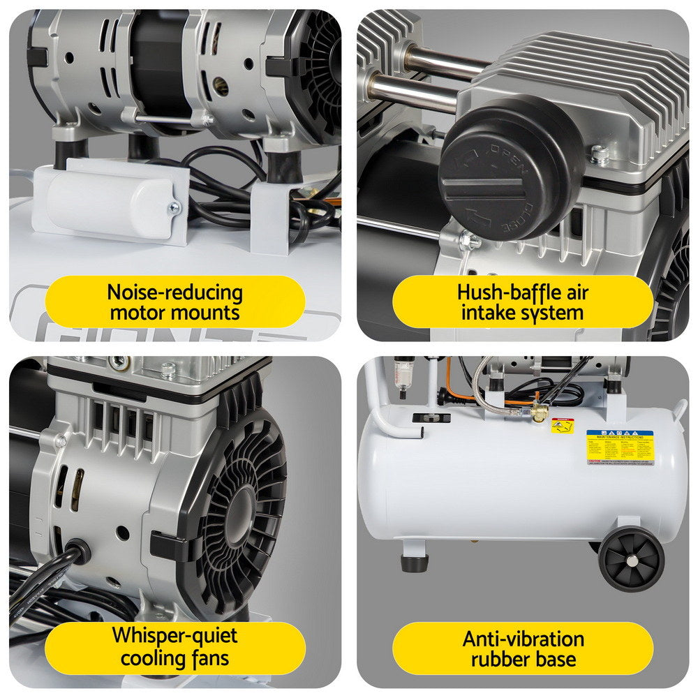 Giantz 30L Air Compressor Quiet 0.75HP Oil-Free Portable Tyre Inflator 40L/Min-5