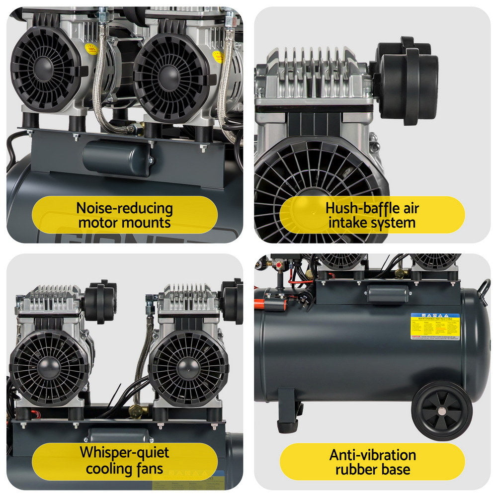 Giantz 50L Air Compressor Quiet 3.0HP Oil-Free Portable Tyre Inflator 200L/Min-5