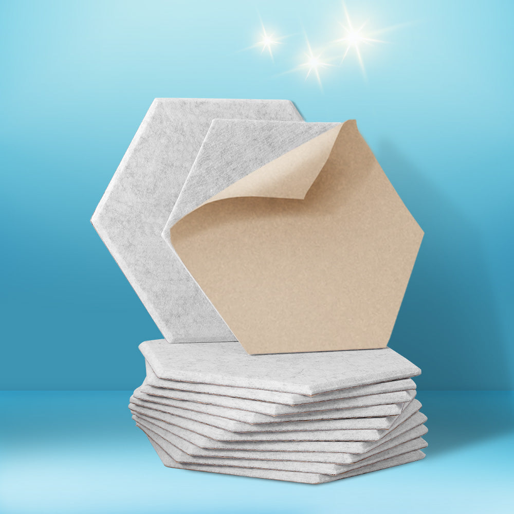 Alpha Acoustic Foam 12pcs 35x30x0.9cm Soundproof Absorption Panel Adhesive Grey-6