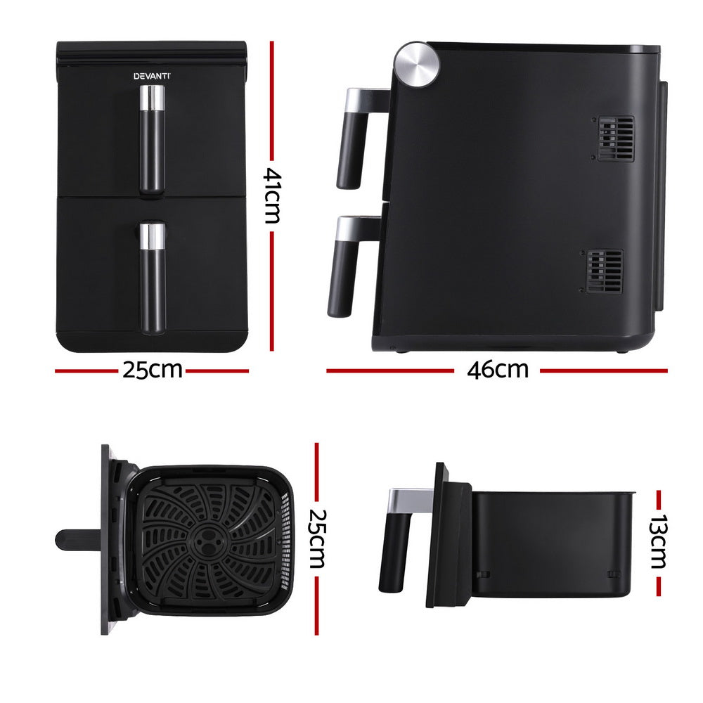 Devanti Air Fryer Oven 11L Dual Zone Fryers-1