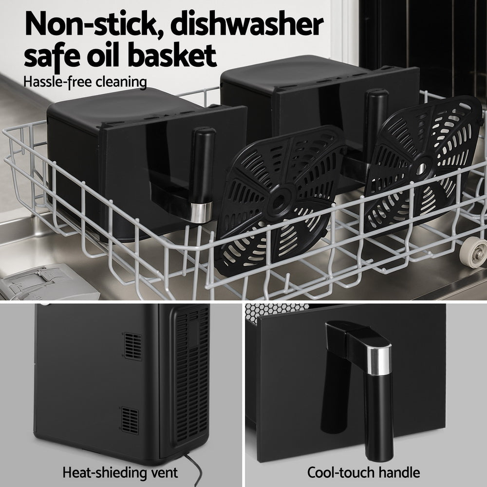 Devanti Air Fryer Oven 11L Dual Zone Fryers-5