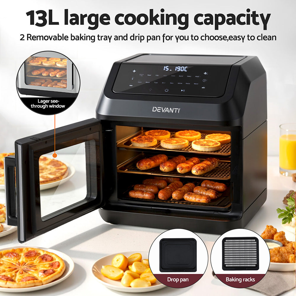 Devanti Air Fryer 13L LCD Fryers Oven-3