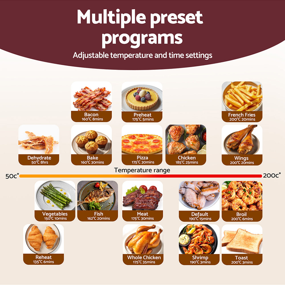 Devanti Air Fryer 13L LCD Fryers Oven-4