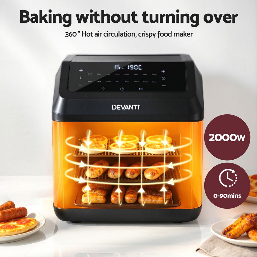 Devanti Air Fryer 13L LCD Fryers Oven-5
