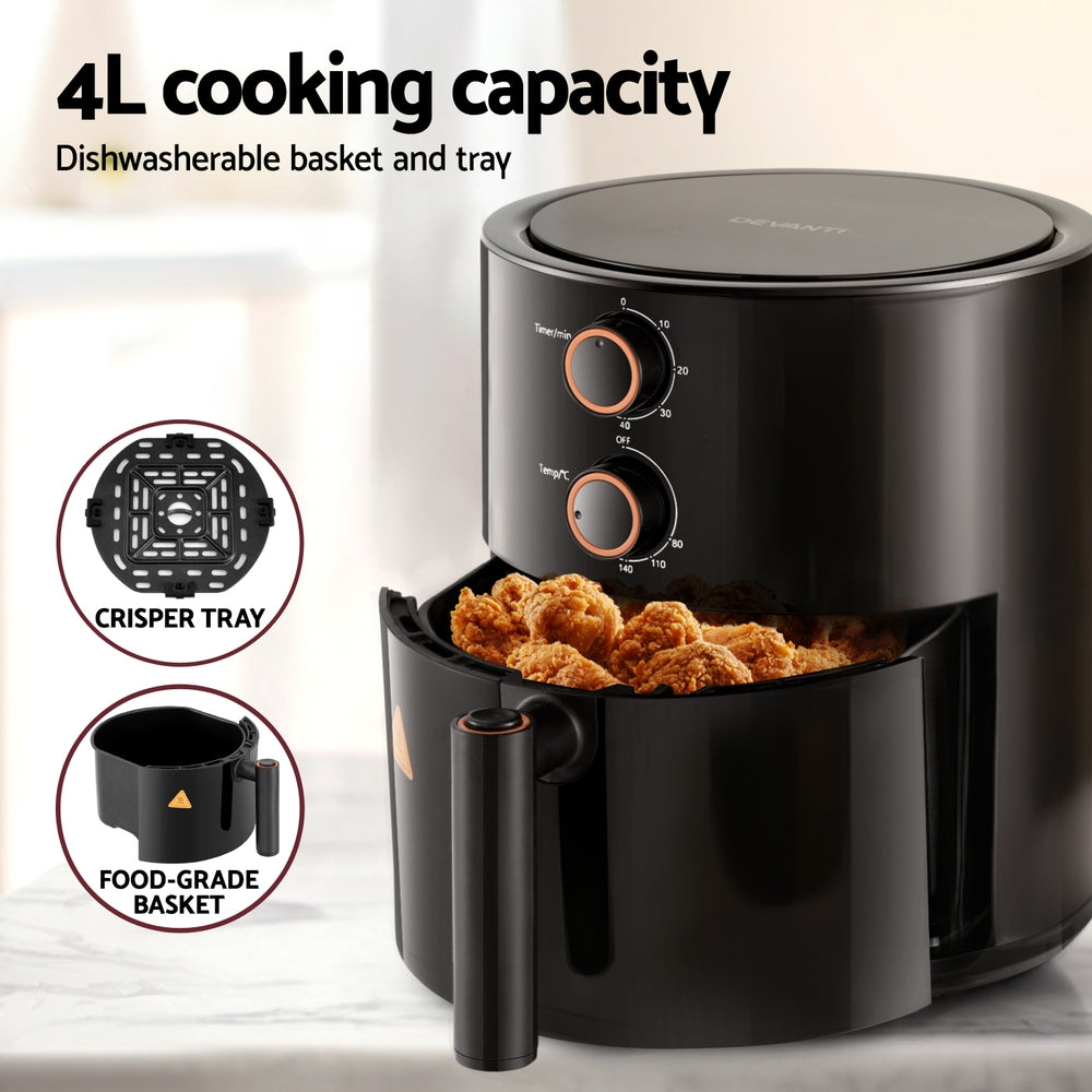 Devanti 4L Air Fryer Knob Control 1500W-4