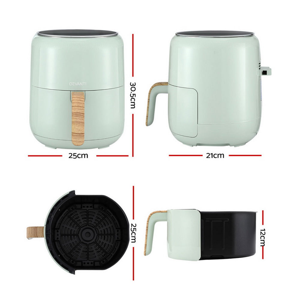 Devanti 5L Air Fryer Touch Control 1700W Green-1