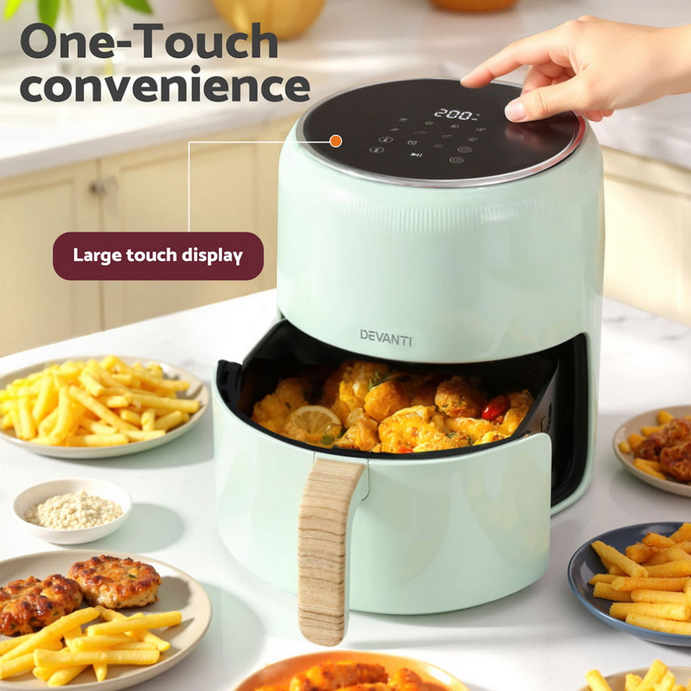 Devanti 5L Air Fryer Touch Control 1700W Green-3