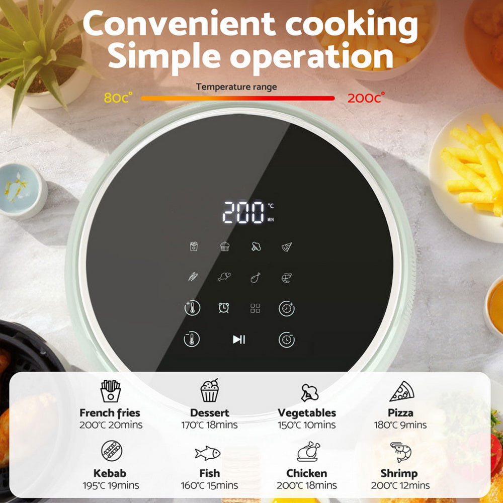 Devanti 5L Air Fryer Touch Control 1700W Green-4